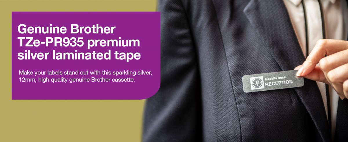 Genuine Brother TZe-PR935 premium silver laminated tape