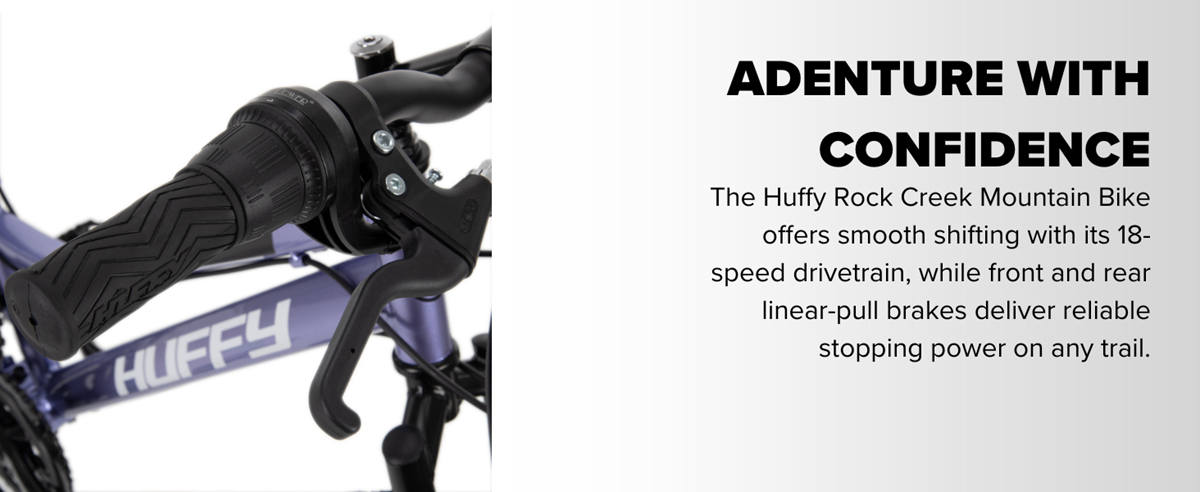 Image of the handlebar showing its shifting capabilities and it's braking system allowing you to adventure with confidence