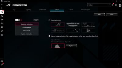 Graphic user interface of Armoury Crate for ROG Azoth