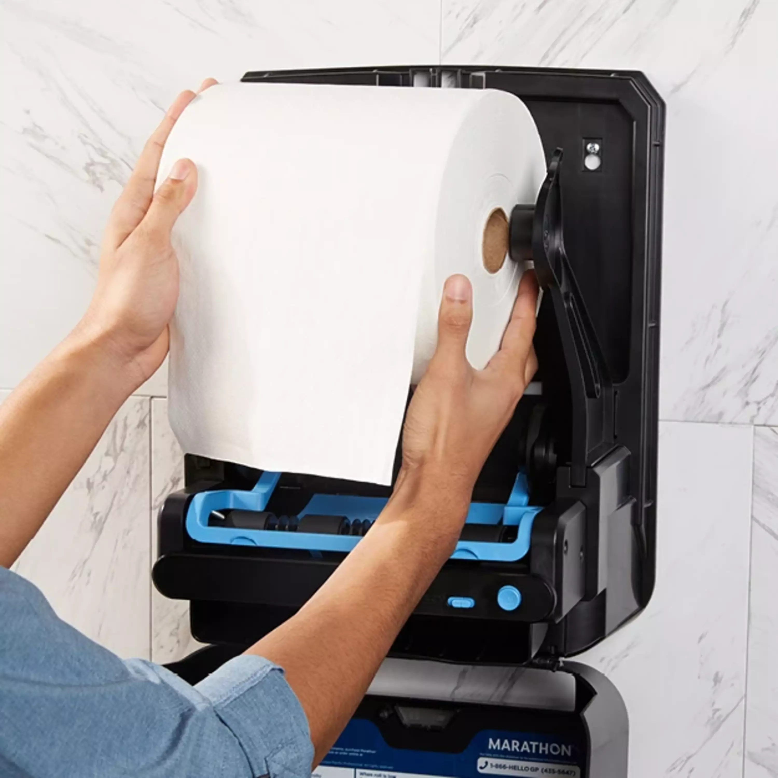 Marathon Recycled Dispenser Roll Towels, 1-Ply, Non-perforated