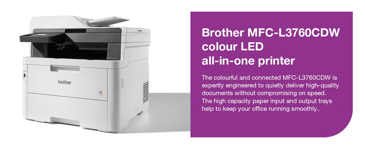 Brother MFC-L3760CDW wireless colour LED all-in-one printer header