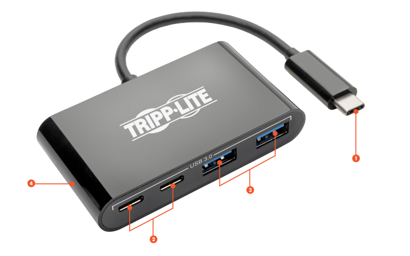 Tripp USB 3.1 Gen 1 USB-C Portable Hub w (2) USB-C & (2) (U460-004-2A2CB)