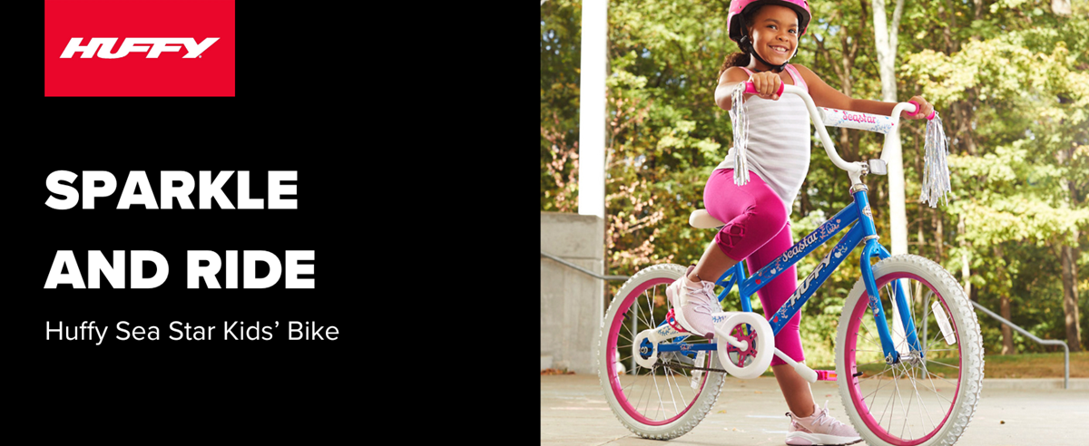 Huffy Sea Star Bike hero image with a little girl posing on the bike