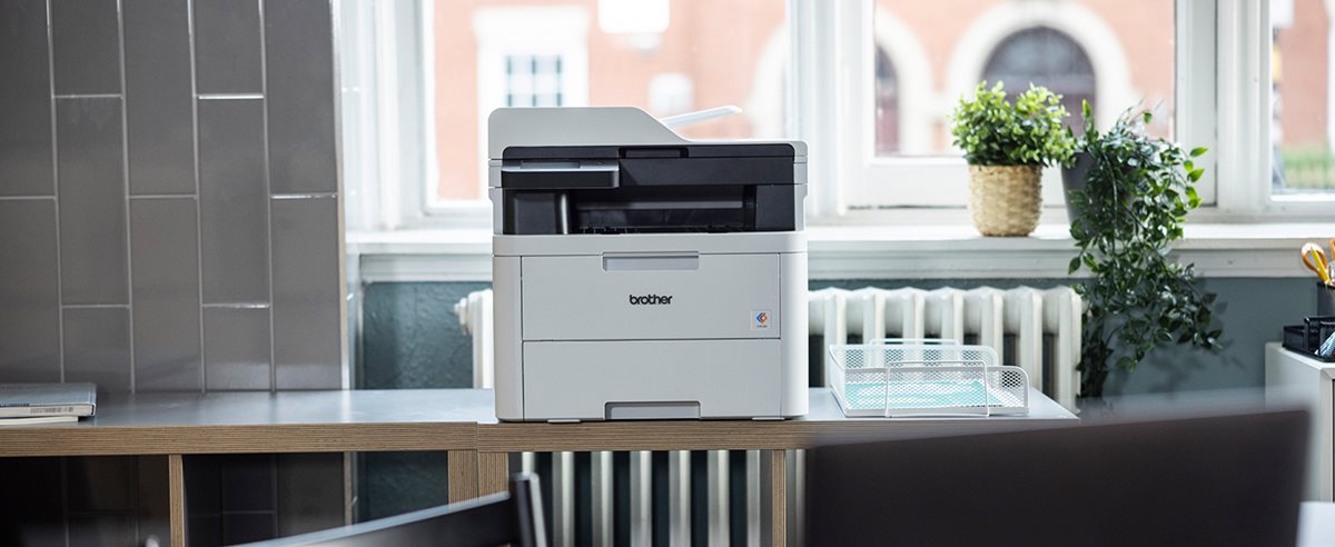 Brother MFC-L3740CDW on a shelving unit