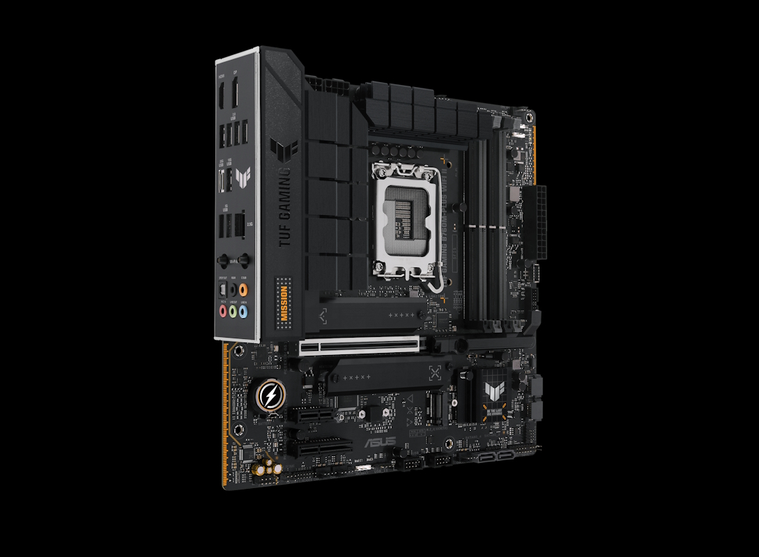 Folie {0} von {1}, Vergrößern, TUF GAMING B760M-PLUS WIFI II front view, 45 degrees