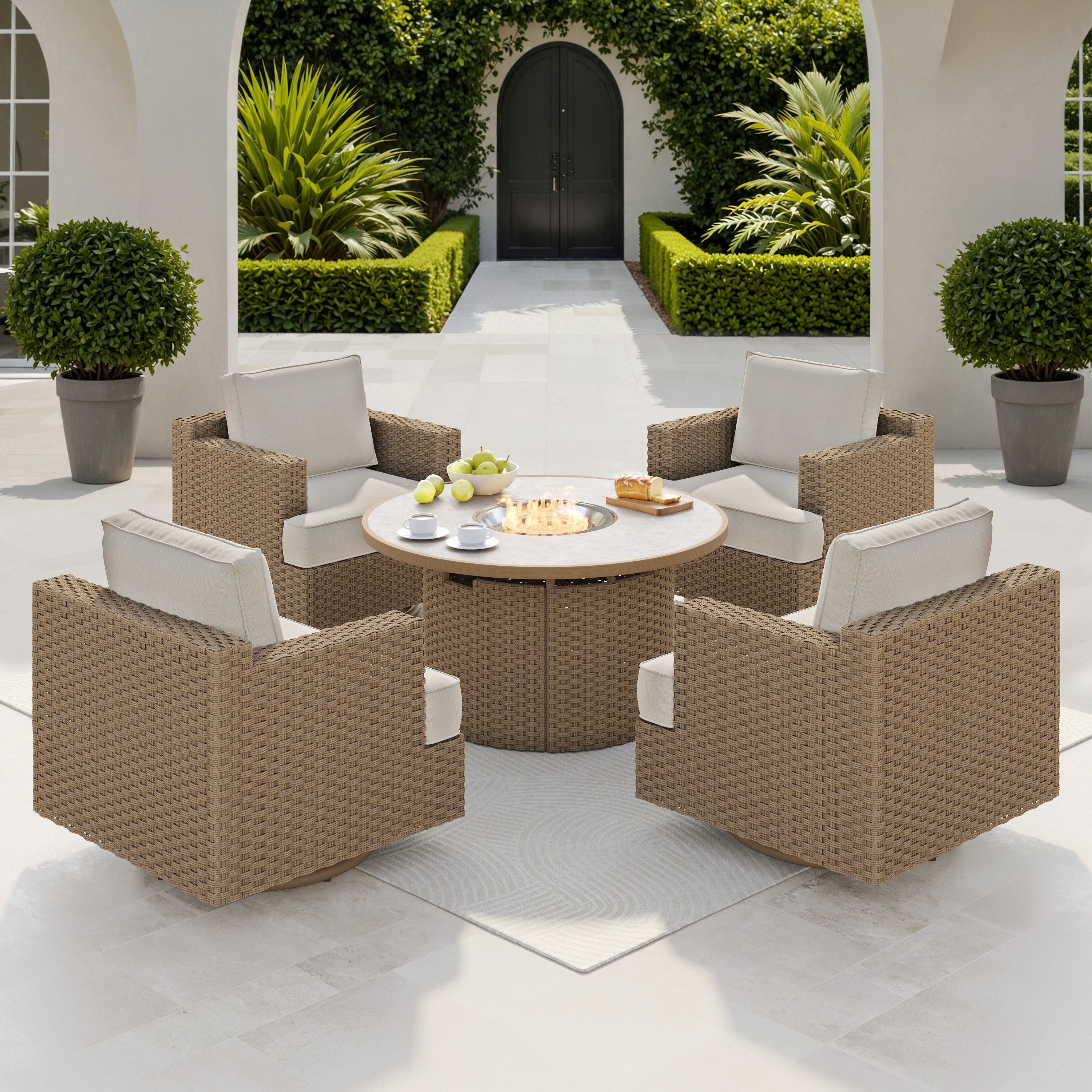 Niko Heritage 5-piece Patio Conversation Set with Fire Table | Costco