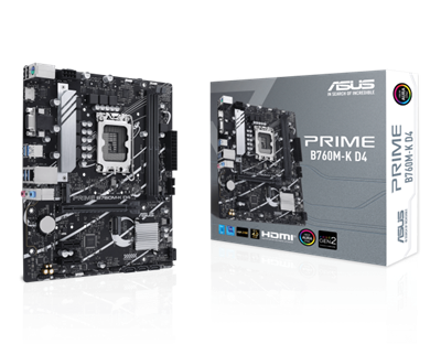 ASUS Prime B760M-K D4, LGA 1700 mATX motherboard with PCIe 4.0