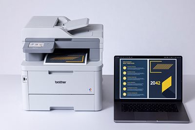 Brother MFC-L8390CDW with a laptop computer