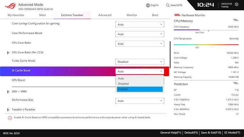 UI von AI CACHE BOOST