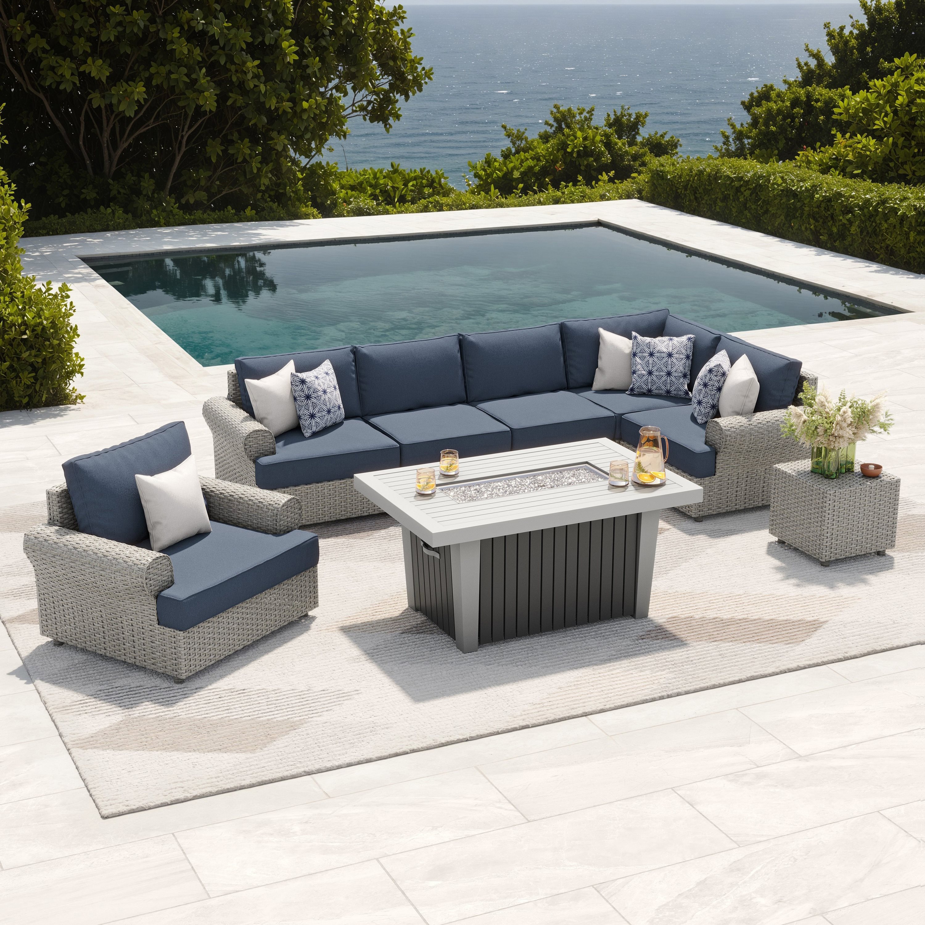 Sirio Regency 8-piece Fire Outdoor Patio Seating Set | Costco