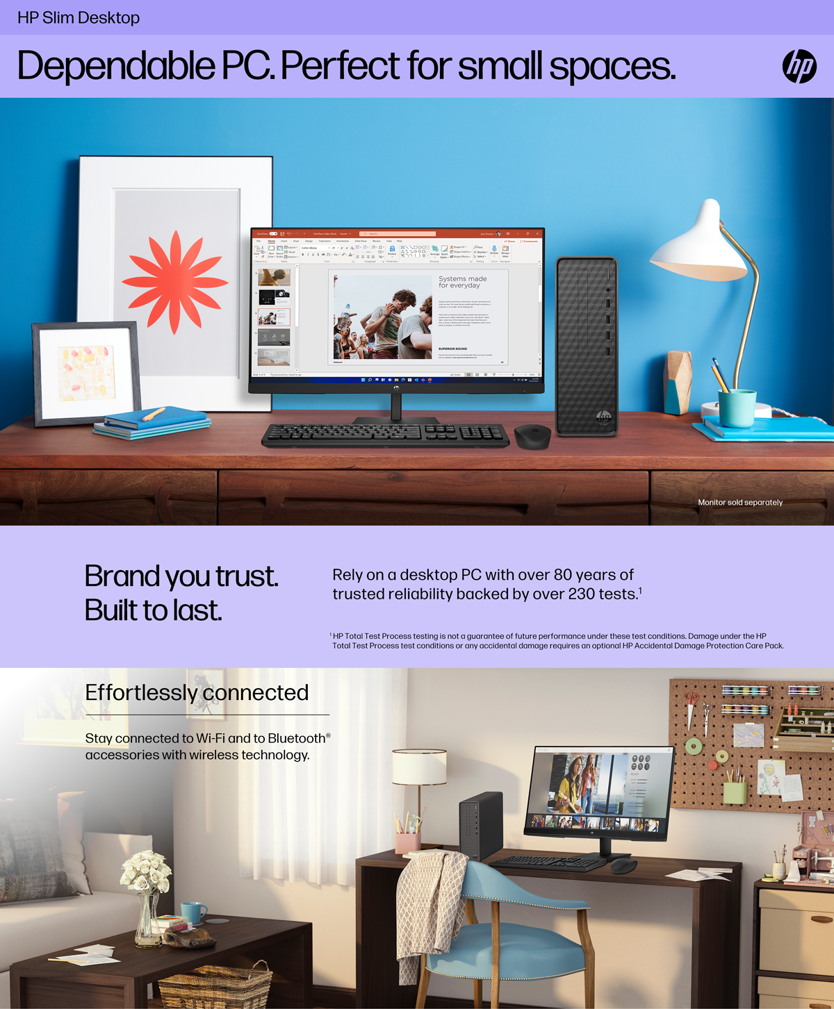 HP Slim Desktop PC, Intel Core i3-12100, 8GB RAM, 512GB SSD, Dark