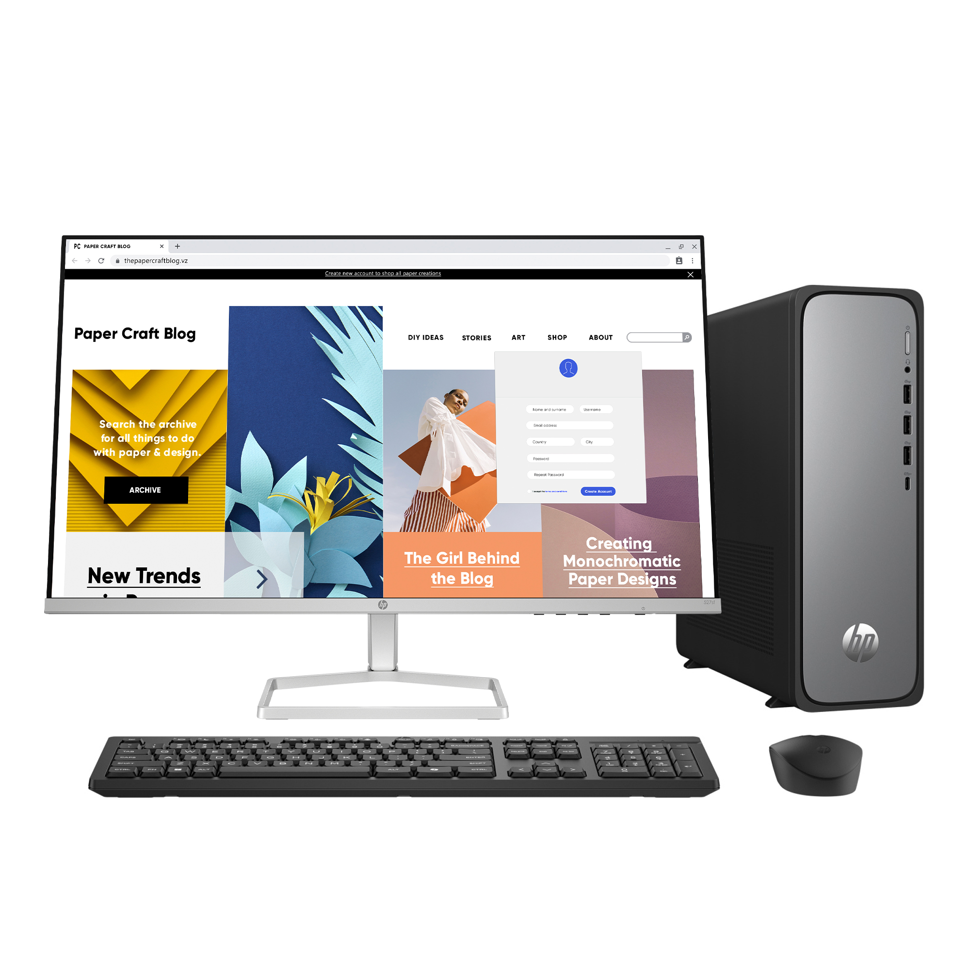 HP OmniDesk Slim Desktop PC Bundle Intel Core i3 w/27