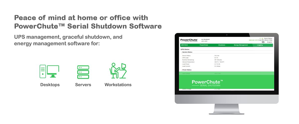 Power protection for your physical & virtual IT environment with PowerChute™ Serial Shutdown Software