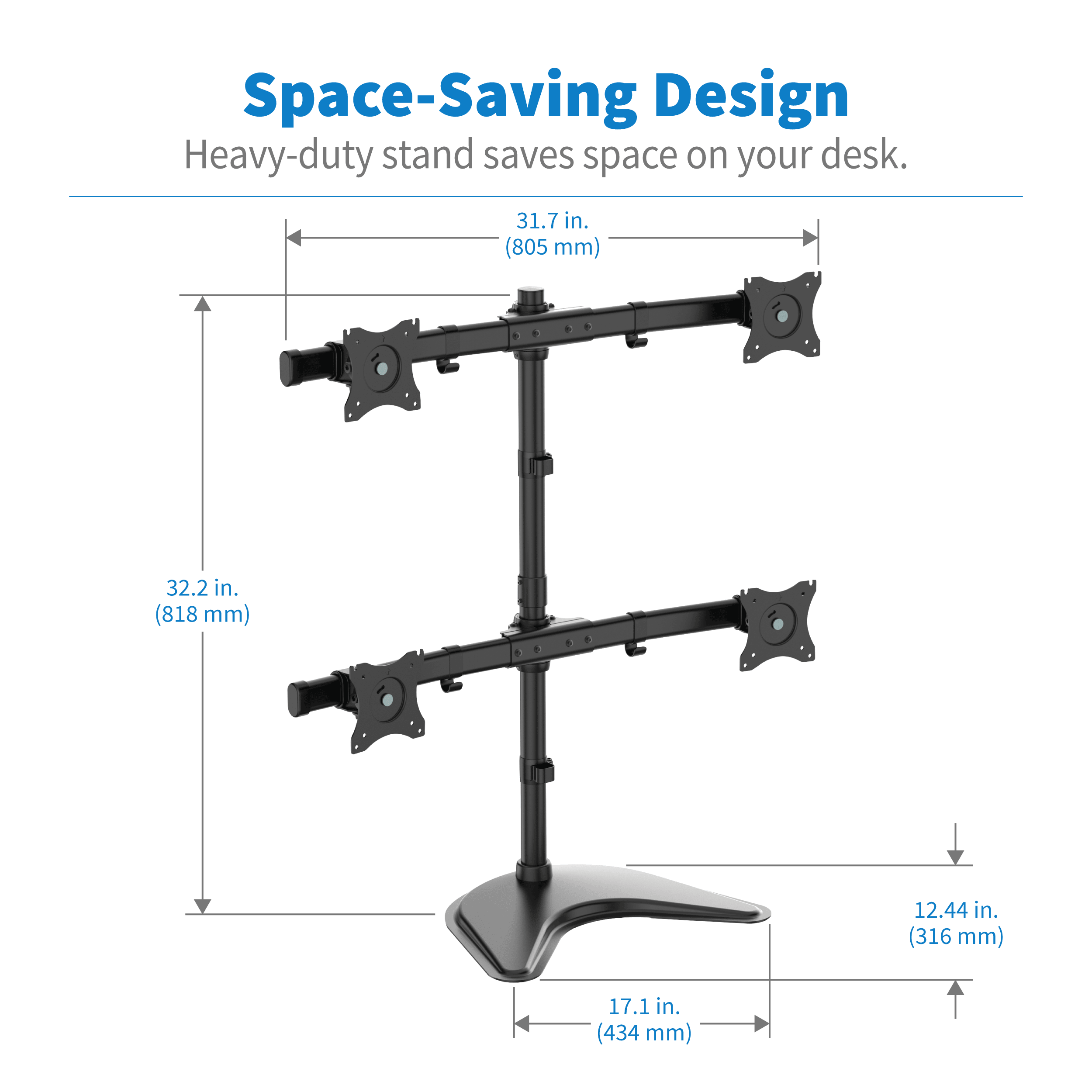 Tripp Lite TV Desk Mount Monitor Stand Quad-Display Swivel Tilt for 13 ...