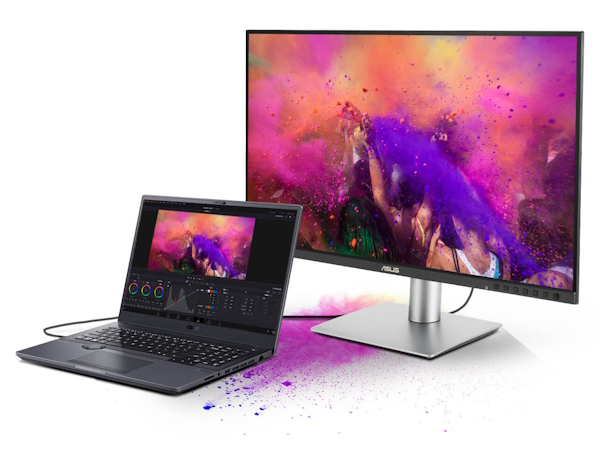 Verbindung zwischen ProArt Display PA24ACRV und einem Laptop über den USB-C-Anschluss